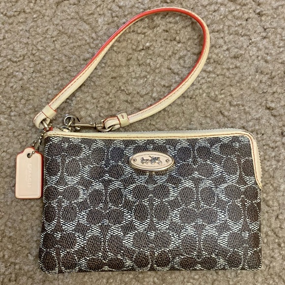 Coach Wristlet with Coral Accents - Picture 1 of 4